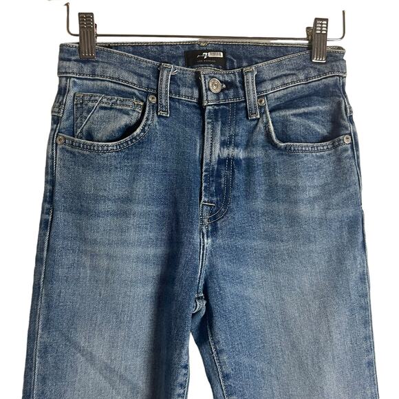 7 For All Mankind Peggi Tapered Straight High Rise Blue Denim Jeans Size 25 - Picture 4 of 15